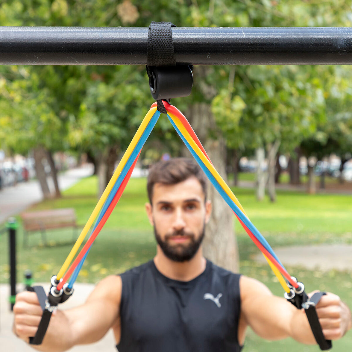 Fitnessbänder Set mit Übungen